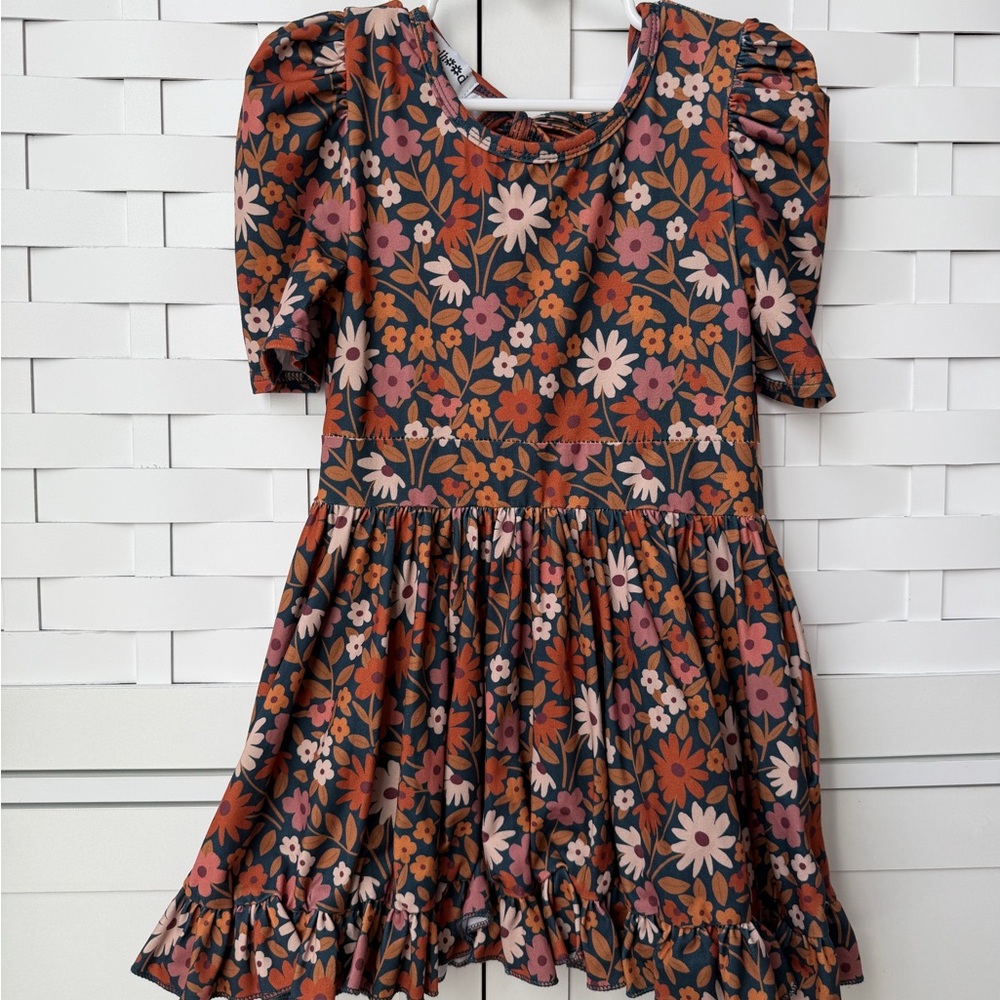 Charming Floral Kids Dress - Pink and Orange